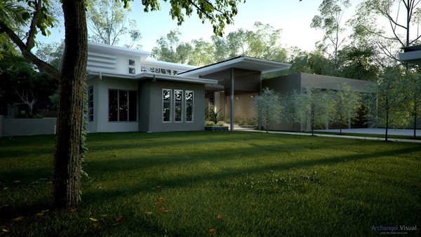 architectural rendering lit with a hdri sky dome